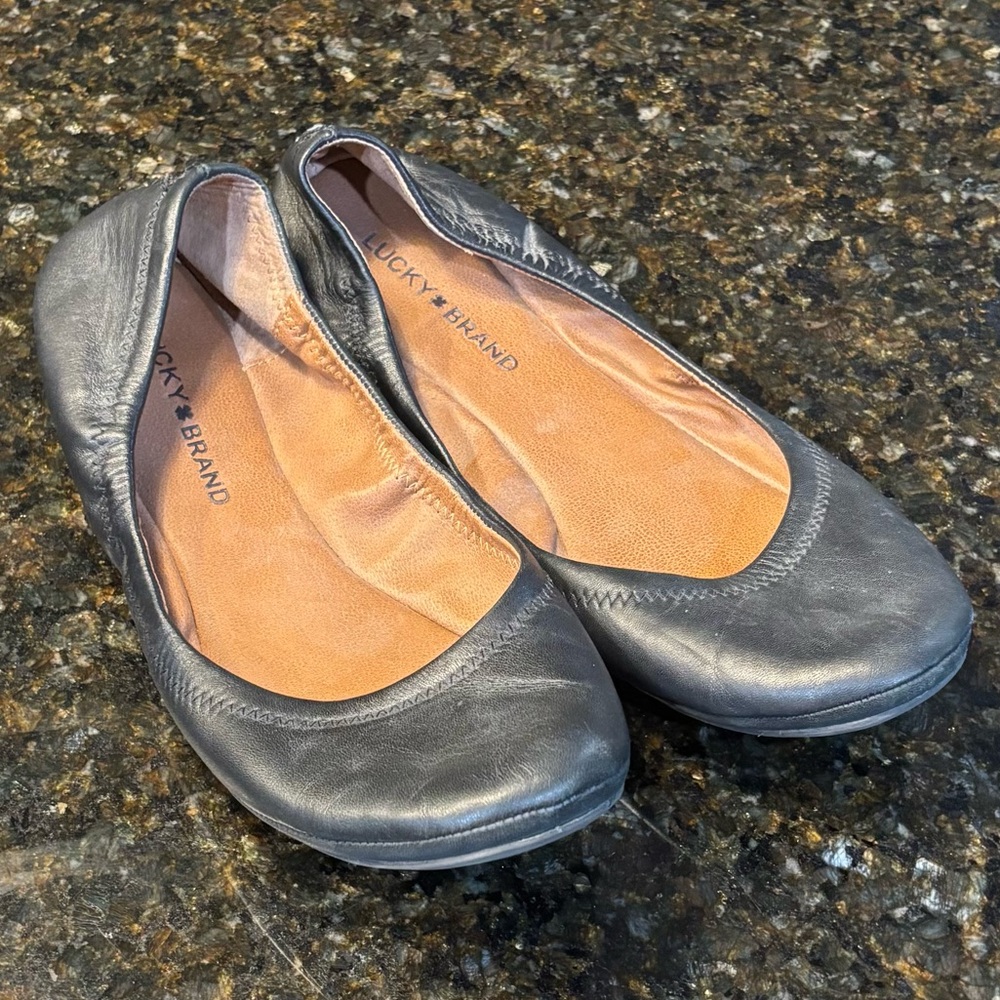 Lucky Brand Black Leather Ballet Flats